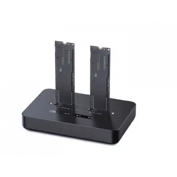 GEMBIRD stalinė dviejų diskų USB Type-C M.2 NVMe ir SATA SSD prijungimo stotelė DD2-U3M2, palaiko M.2 2242, 20 Gbit/s, RTL9210B