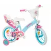 Vaikiškas dviratis Toimsa TOI1497 14 colių ratas, My Little Pony tema, 4–6 metų amžiui, 4 ratai, priekiniai/galiniai apkabiniai stabdžiai