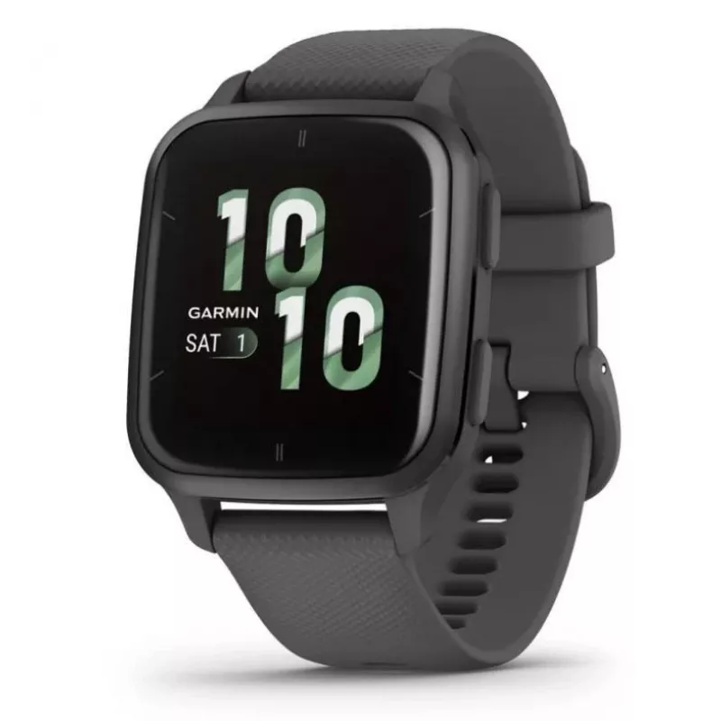 Išmanusis laikrodis GARMIN Venu Sq 2 — 1,4 colio AMOLED, 40 mm korpusas, pilkai pilka spalva, GPS, SpO2, NFC