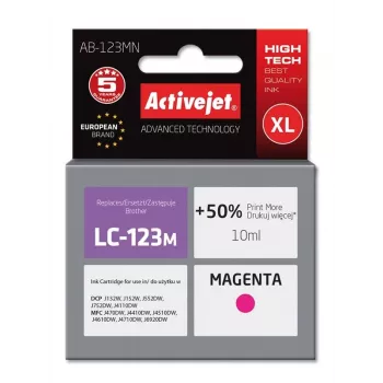 Activejet AB-123MN rašalas (pakaitalas Brother LC123M/121M; Supreme; 10 ml; Purpurinė)