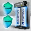 Baterijų įkroviklis everActive LC200 buitinis USB, 2 lizdų, Li-Ion, palaiko A/AA/AAA/AAAA/C/D, 5 V įvestis, 4,2 V išvestis, juodas