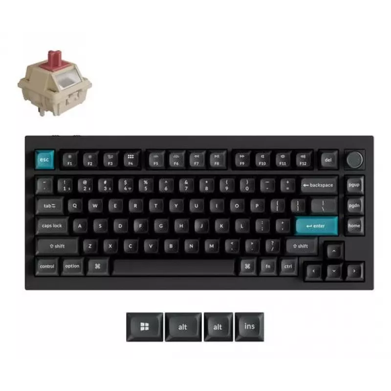 Mechaninė klaviatūra Keychron Q1 Ultra 8K — 75% išdėstymas, USB + RF belaidė + Bluetooth, RGB, juoda