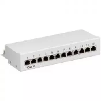 Wentronic Goobay CAT 6 Mini / Stalinis pataisų skydelis, 12 prievadų, pilkas - STP ekranuotas, pilkas (69306)