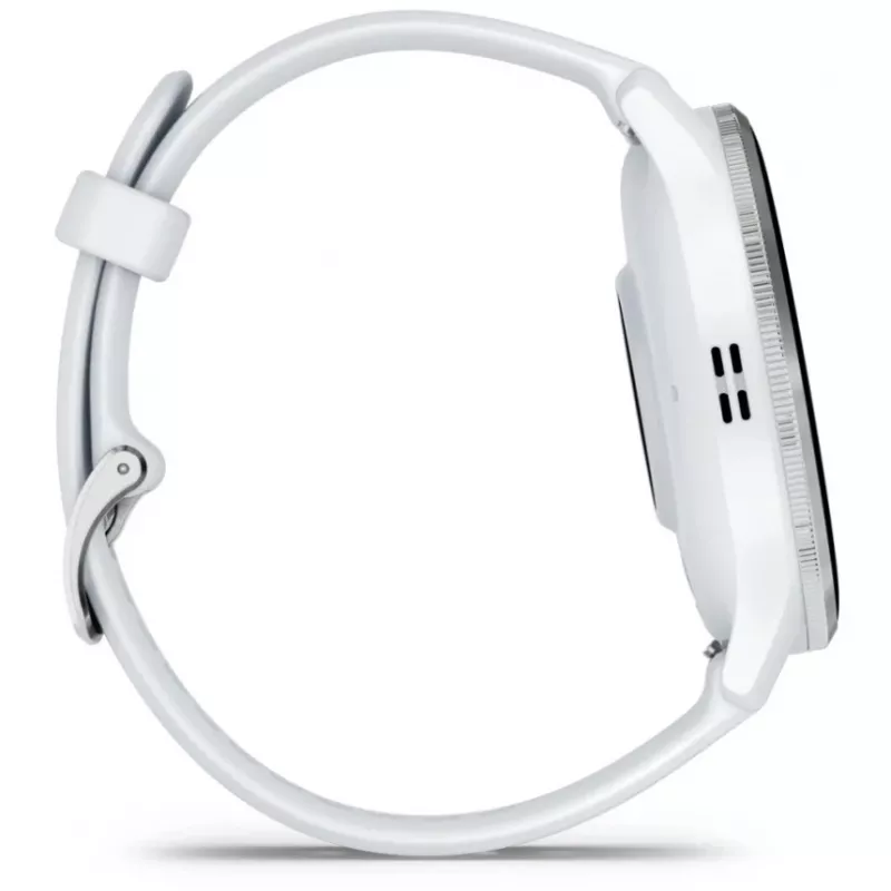 Išmanusis laikrodis GARMIN Venu 3 — 1,4 colio AMOLED, 45 mm korpusas, GPS, Wi‑Fi, 8 GB, sidabrinis/baltas, silikoninis dirželis