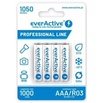 Įkraunamas AAA NiMH baterijų rinkinys everActive EVHRL03-1050 1.2V — 4 vnt., 1050 mAh