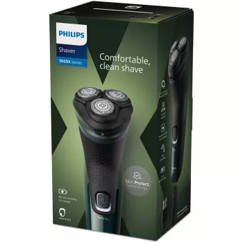 Elektrinis rotacinis skustuvas Philips 3000X serijos X3002/00 – 3 galvutės, šlapiam ir sausam naudojimui, belaidis, NiMH baterija, 40 min. veikimo laikas