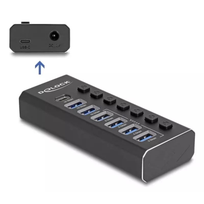 DeLOCK 64326 sąsajų šakotuvas USB 3.2 Gen 2 (3.1 Gen 2) Type-C 10000 Mbit/s juodas