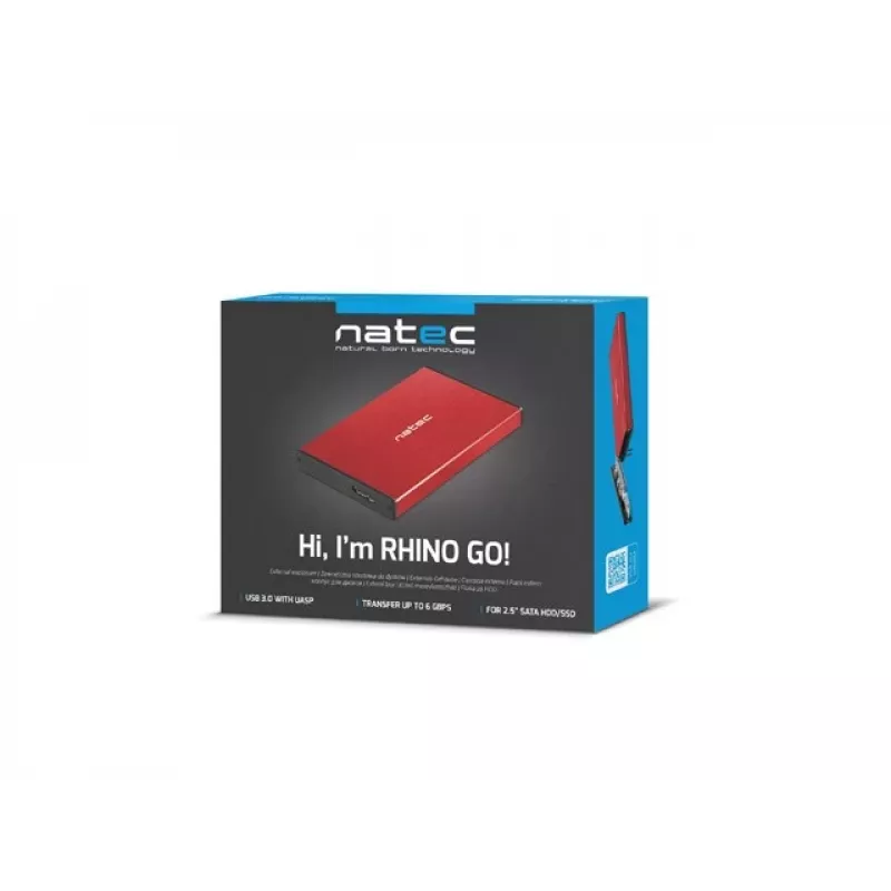 NATEC HDD KORPUSAS RHINO GO (USB 3.0, 2.5, RAUDONAS)