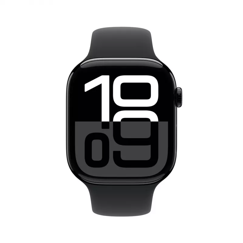 Apple Watch Series 10 GPS 46mm Jet Juoda aliuminio korpusas su juodu sportiniu dirželiu – M/L