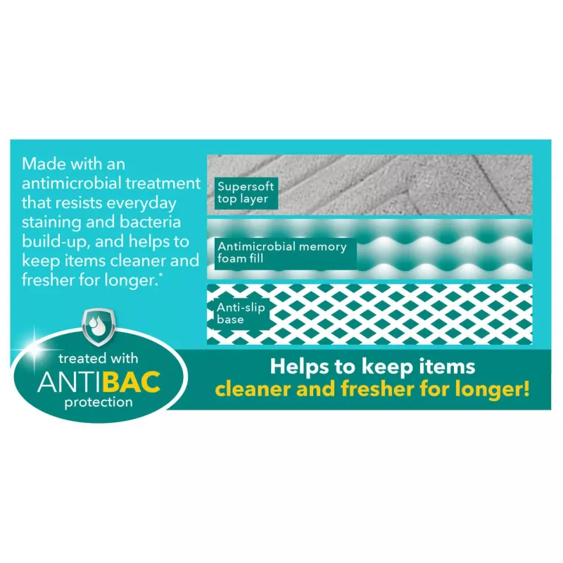 Vonios kilimėlis Beldray LA032647LGRYUFFEU7 Antibac Chevron memory foam, antibakterinis, pilkas