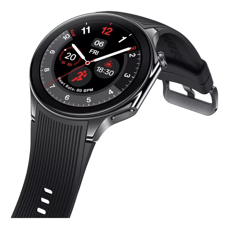 OnePlus Watch 2 - 46 mm - išmanusis laikrodis su dirželiu - Fluoroelastomeras - Riešo dydis: 140-210 mm - Ekranas 3,63 cm (1,43)