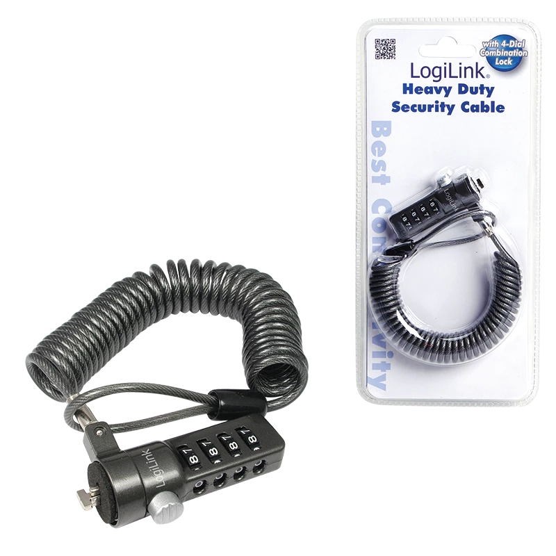 LogiLink NBS004 kabelis Lock Juoda 1.8 M