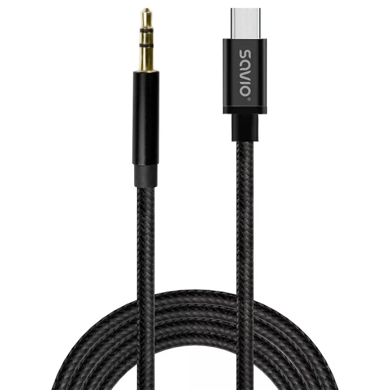 Audio kabelis Savio CL-187 1m Juodas Vyriškas į Vyrišką