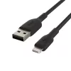 Kabelis Braided USB-Lightning 15 cm juodas