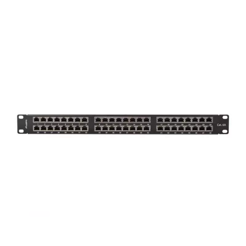 PATCH PANEL 48 PORT 1U 19 CAT6A FTP EKRANUOTAS JUODAS LANBERG