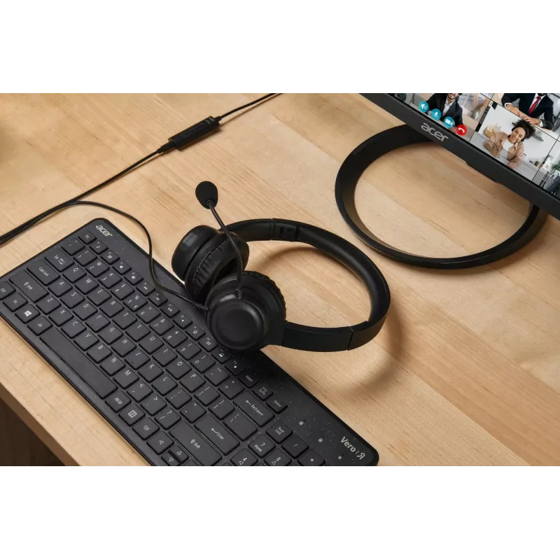 Laidinės biuro ausinės Acer AHW154 — stereo, 3,5 mm lizdas, patikima konstrukcija
