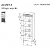 Cama 3 ALMERA Knygų spinta 60x42x185 riešutas/kašmyro