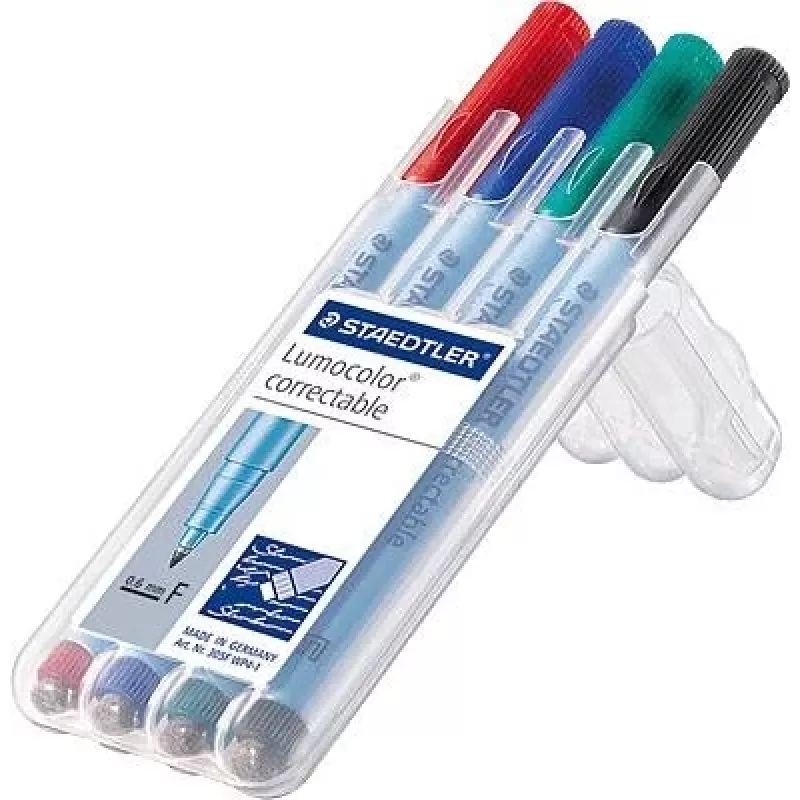 Marker Staedtler Lumocolor correctable 305 4 vnt. Žalia Juoda Mėlyna Raudona
