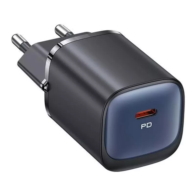 usams 30W GaN USB-C greitasis įkroviklis USA001446 — 30W USB-C PD nešiojamas sieninis įkroviklis, juodas