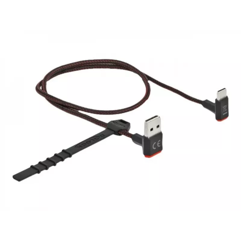 USB kabelis DeLOCK EASY-USB 2.0 Type-A kištukas į Type-C kištuką kampuotas 0,5 m juodas