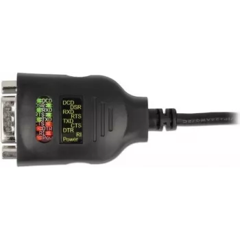 Delock USB Type-A į nuosekliąją DB9 sąsają adapteris su 9 šviesos diodų RS-232 testeriu - Nuoseklusis adapteris - USB - RS-232 x 1 - Juoda (90497)
