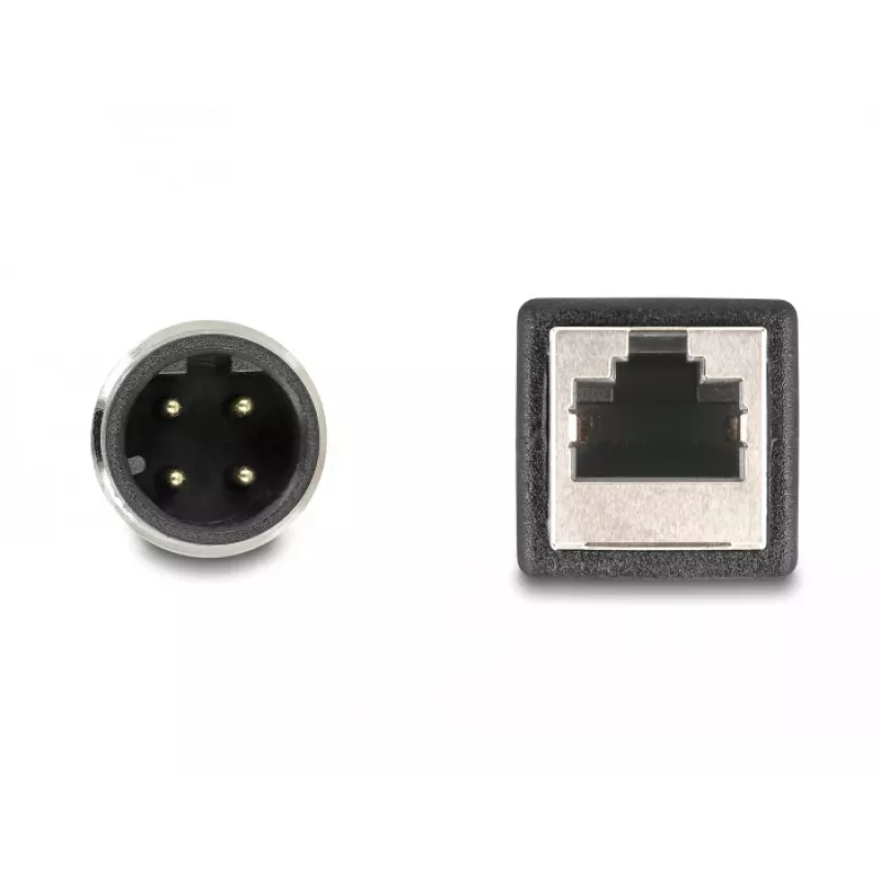 DeLOCK M12 adapterio kabelis D-koduotas 4 kontaktų kištukas į RJ45 lizdą 50 cm
