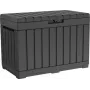 Lauko sandėliavimo dėžė Keter Kentwood 190L — 190 litrų, grafito spalvos, atverčiamas dangtis, 823×457×577 mm