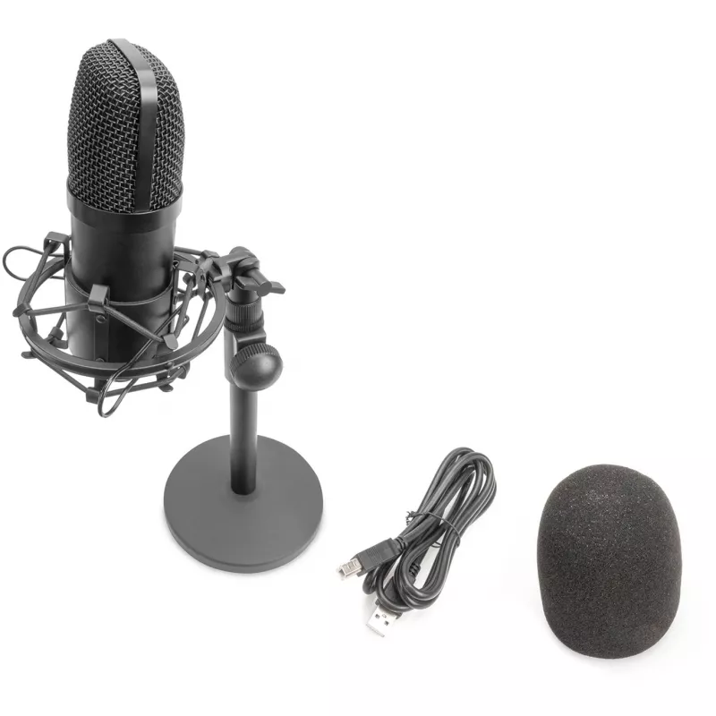 USB kondensatorinis mikrofonas, studijinis juodas