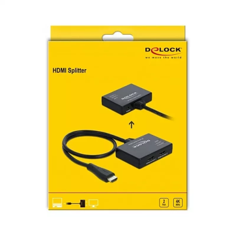 DELOCK HDMI skirstytuvas 1 x HDMI įvestis > 2 x HDMI išvestis 4K 60 Hz