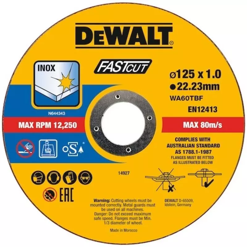 Šlifavimo diskas DeWALT DT20540-QZ plokščiu centru, skirtas geležiai, metalui, nerūdijančiam plienui