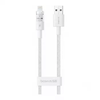 USB laidas Baseus Silky Series 2.4A 2m Baltas — USB įkrovimo ir duomenų laidas, 2.4A, 2 m, baltas