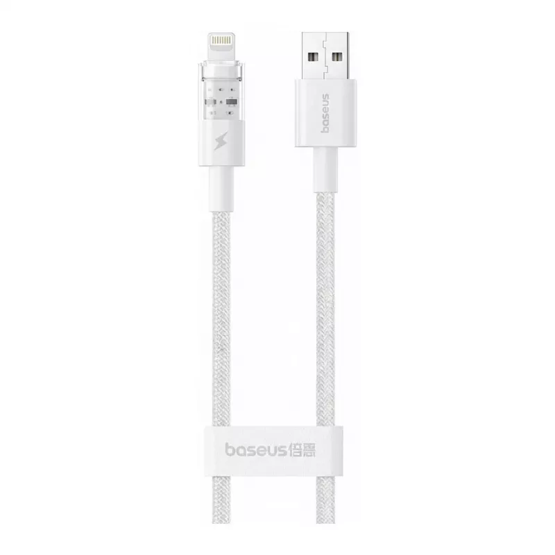 USB laidas Baseus Silky Series 2.4A 2m Baltas — USB įkrovimo ir duomenų laidas, 2.4A, 2 m, baltas