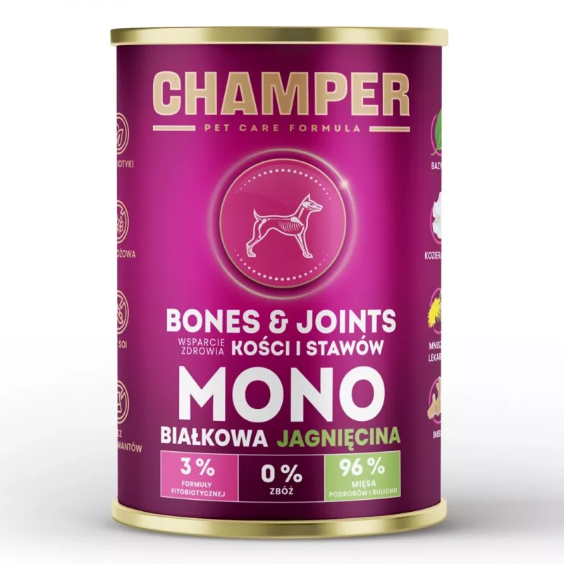 CHAMPER Bones & Joints Monoprotein Lamb - šlapias šunų maistas - 400g