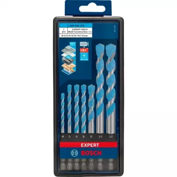 Grąžtų rinkinys Bosch Expert HEX-9, 7 vnt., dydžiai 4–12 mm, HEX-9 kotelis