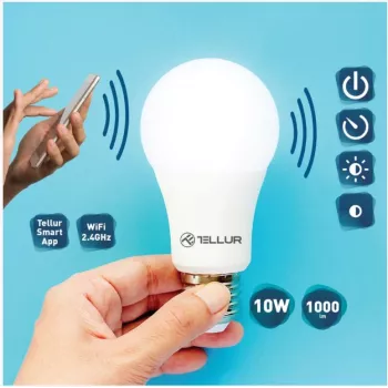 Tellur WiFi Smart Bulb E27, 10W Balta/Warm, Dimmer