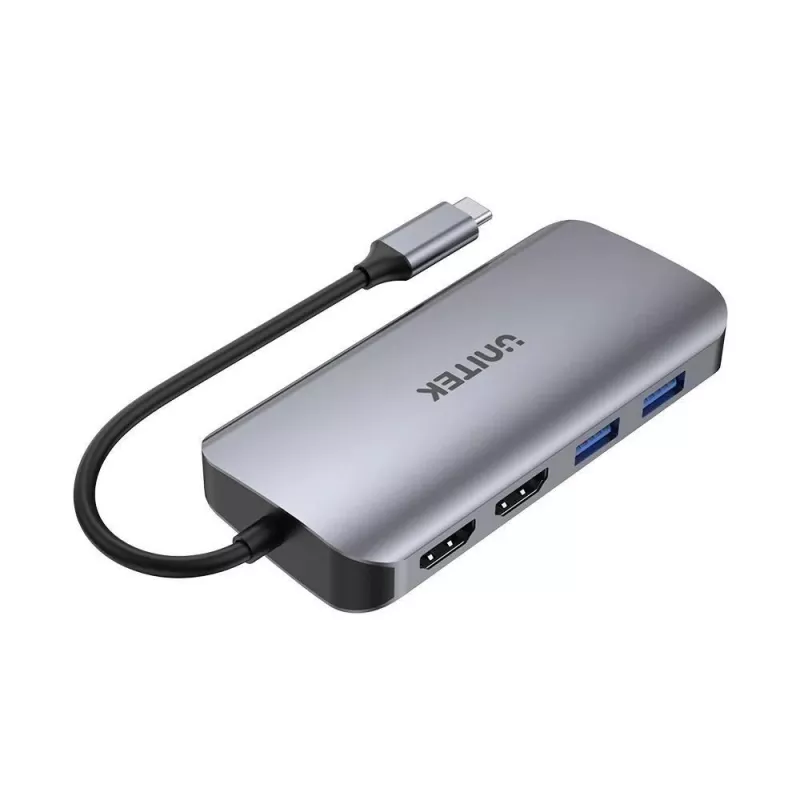 USB-C šakotuvas Unitek D1122A01 su 2x HDMI 4K ir 100W maitinimo tiekimu