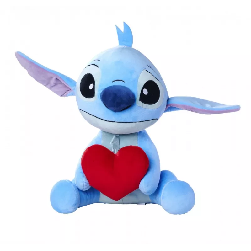 SIMBA pliušinis žaislas Stitch su širdele 50 cm, minkštas mylėtinas herojus