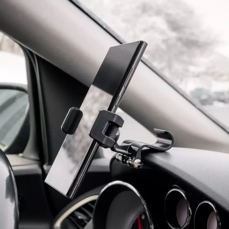 Telefono laikiklis Tellur TLL171261 — universalus kompaktiškas reguliuojamo kampo automobilinis ir stalo laikiklis, juodas