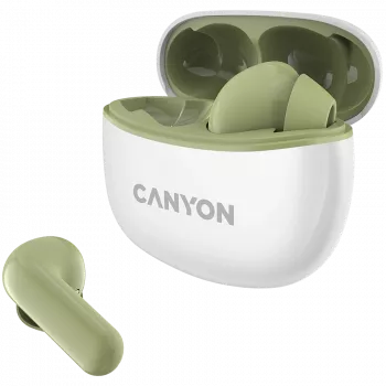 CANYON į ausis įdedamos ausinės TWS-5, žalia Bluetooth 5.3, lietimui jautrus valdymas, įkrovimo įvestis: USB-C