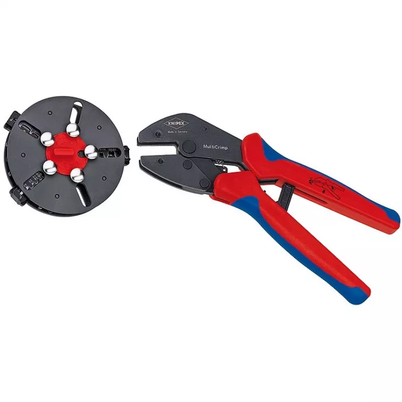 Kabelių užspaudimo ir nuėmimo įrankis Knipex 97 33 01 mėlynas raudonas