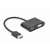 HDMI į VGA adapteris GEMBIRD A-HDMIM-HDMIFVGAF-01, HDMI kištukas į VGA išvestį, 0,15 m, juodas