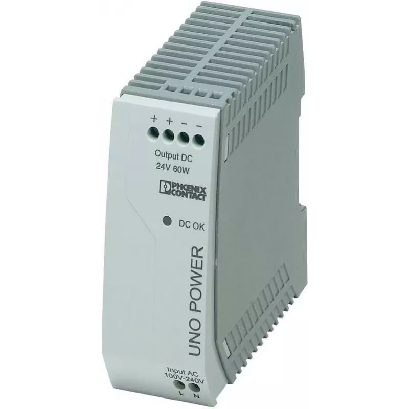 Phoenix Contact UNO-PS/1AC/24DC/60W maitinimo šaltinis ir įtampos keitiklis, vidinis, pilkas (2902992)