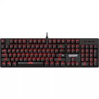 Mechaninė klaviatūra DEFENDER QUEST GK-596 — RGB foninis apšvietimas, Anti-Ghosting, laidinė, kompaktiškas išdėstymas