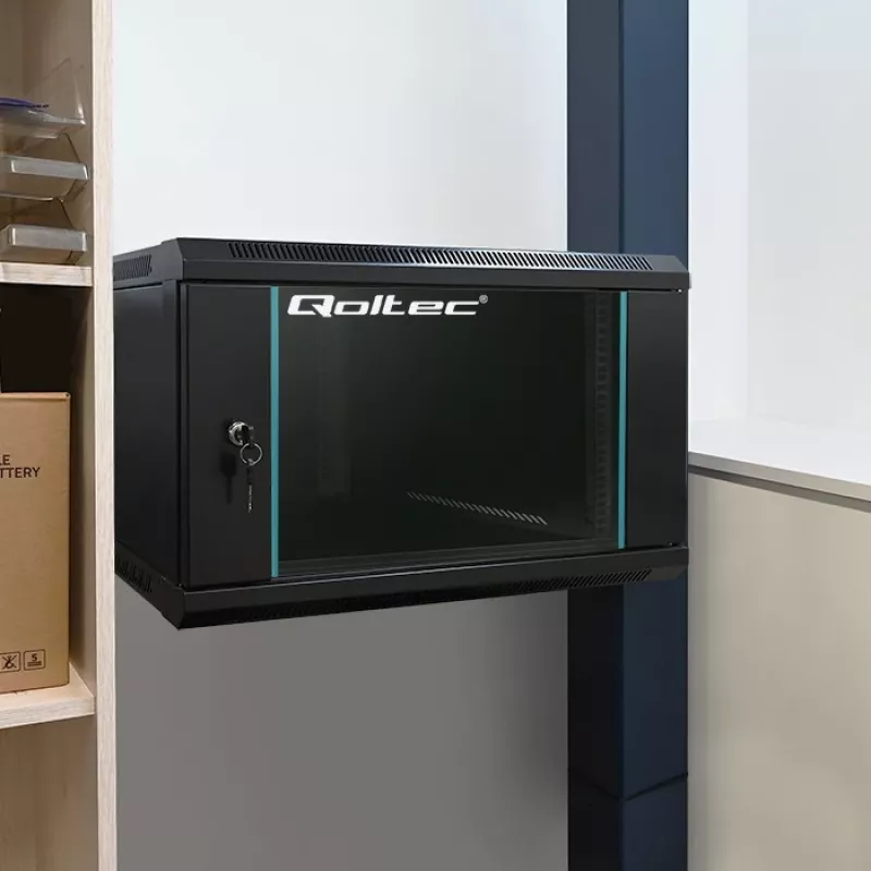 19 colių stovo spinta QOLTEC 54463 9U 600x500x450 mm metalinis gaubtas tinklo įrangai