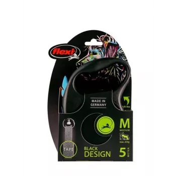 Ištraukiamas šunų pavadėlis Flexi flexi Juoda Design M — 5 m ilgio, juostinis, maks. apkrova 25 kg, ergonomiška rankena