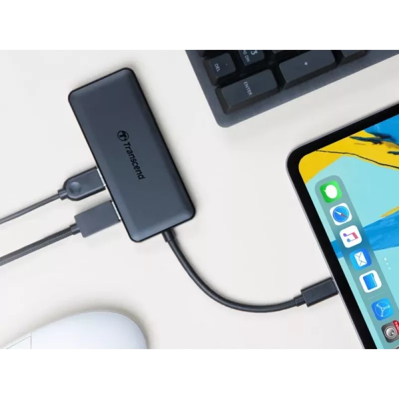 Transcend HUB5C USB 3.2 Gen 2 (3.1 Gen 2) Type-C juoda