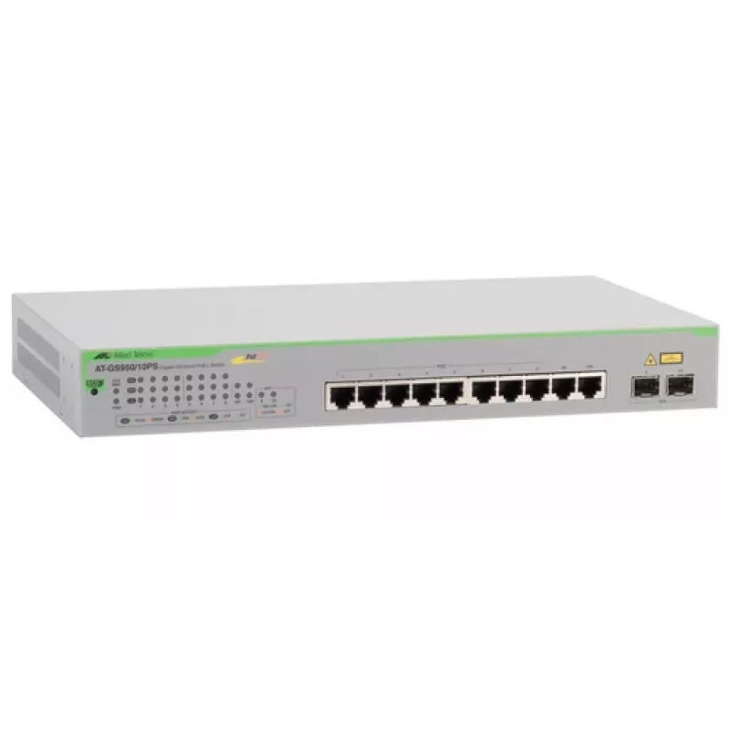 Allied Telesis GS950/10PS valdomas Gigabit Ethernet (10/100/1000) su maitinimu per Ethernetą (PoE) žalias, pilkas