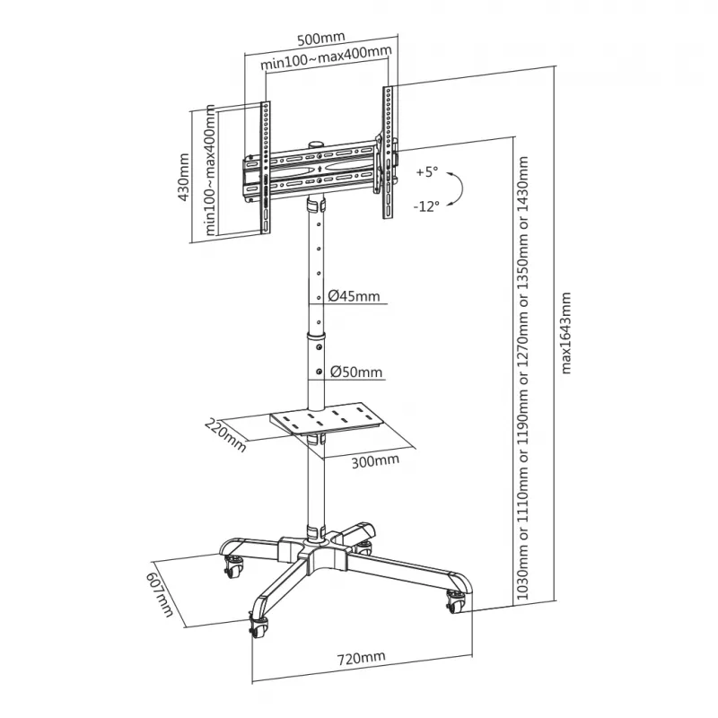SBOX TV sieninis laikiklis FS-224-2 32–55 colių ekranams, 35 kg apkrova, VESA iki 400×400
