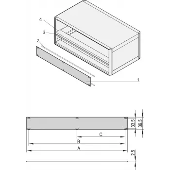 SCHROFF PART.FRONT PANEL 1U 84HP – stovo priedas (20850426)