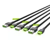 USB-C laidas Green Cell KABGCSET02 1,2 m (USB A į USB C, 2,4 A, 480 Mbps) 3 vnt. rinkinys su LED foniniu apšvietimu